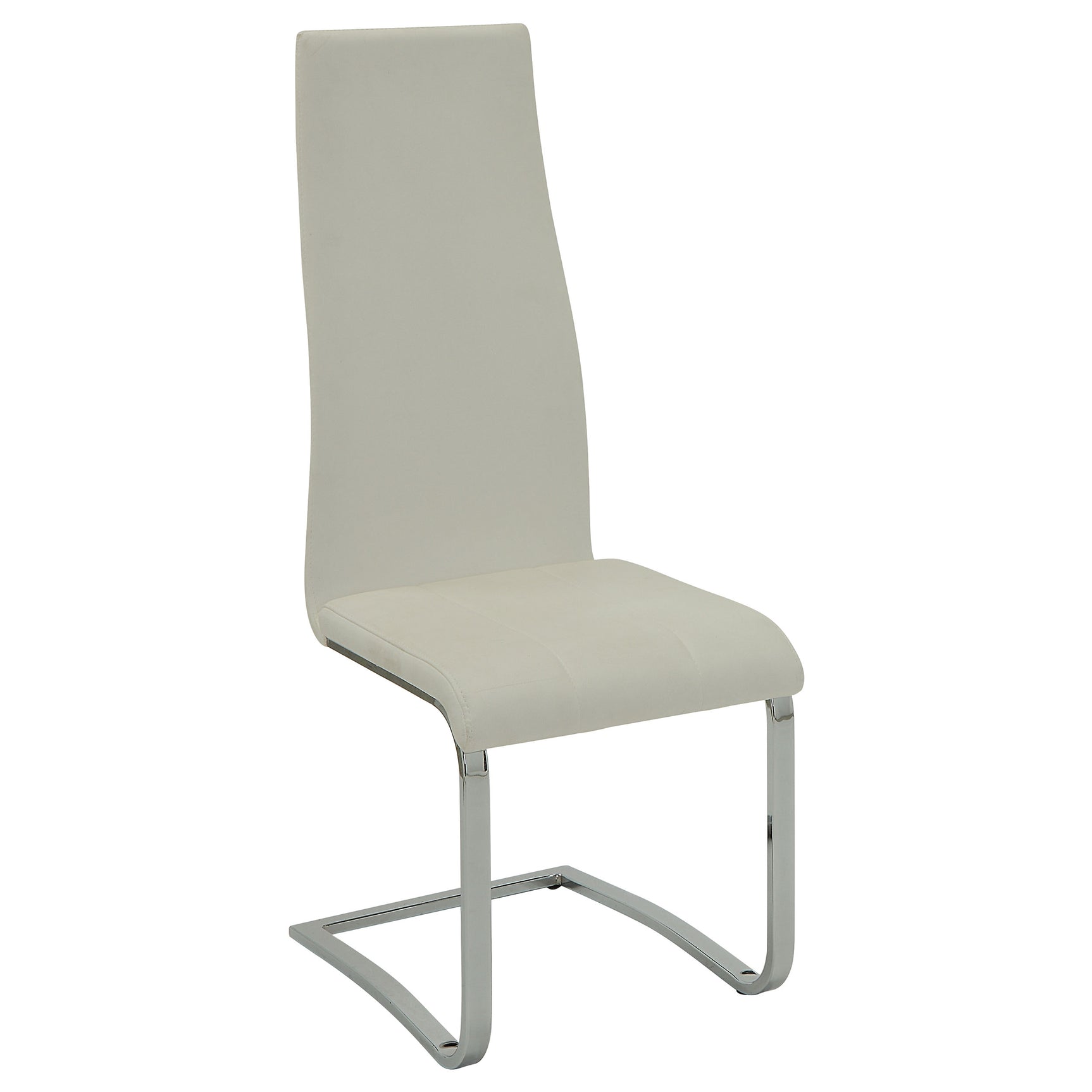 Anges White High Gloss Dining Room Set front view with chairs