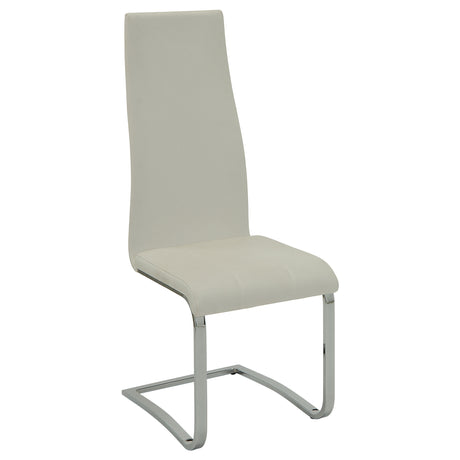 Anges White High Gloss Dining Room Set front view with chairs