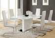Nameth Glossy White rectangular dining table with chrome base main view