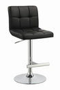 Lenny adjustable height bar stool set of 2 with chrome legs and black leatherette seats