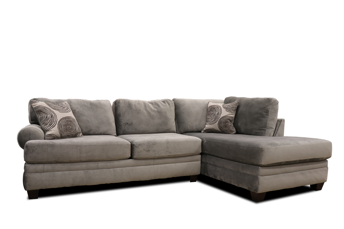 Side view of Selena Mercury Smoke 124 inch sectional sofa