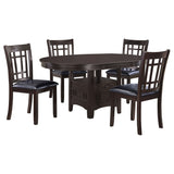 Lavon Espresso Oval Extension Leaf Dining Room Set room view