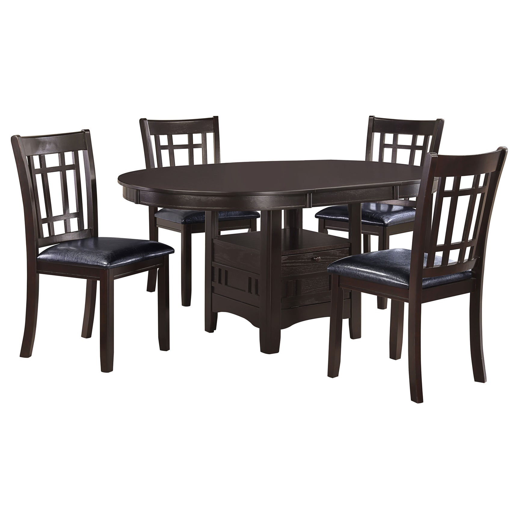 Lavon Espresso Oval Extension Leaf Dining Room Set room view