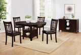 Side view of Lavon Dining Table showing closed storage unit and top shelf