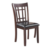 Side angle of Lavon padded dining chair in espresso with cushioned black seat
