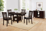 Back of Lavon dining side chair showing wood rectangular backrest in espresso