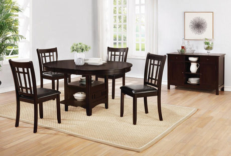 Back of Lavon dining side chair showing wood rectangular backrest in espresso