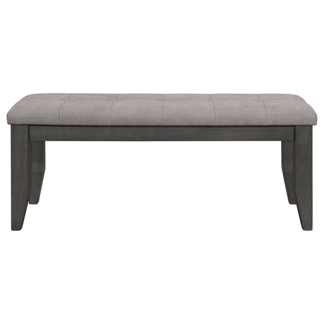 Close-up of bench padding and frame