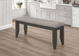 Dalila Grey Upholstered Padded Cushion Bench angled front view