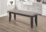 Dalila Grey Upholstered Padded Cushion Bench angled front view