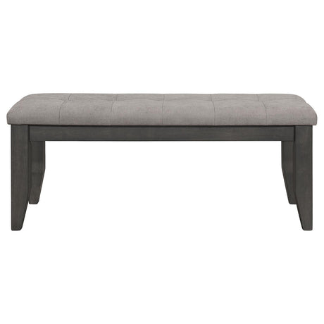 Dalila Grey Upholstered Padded Cushion Bench side leg detail