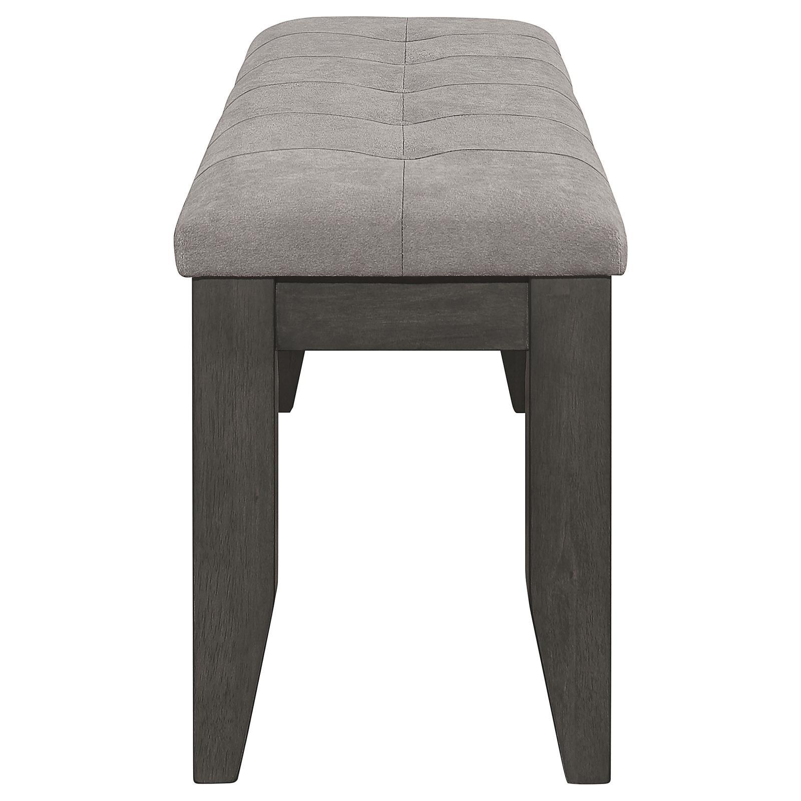 Dalila Grey Upholstered Padded Cushion Bench full front view
