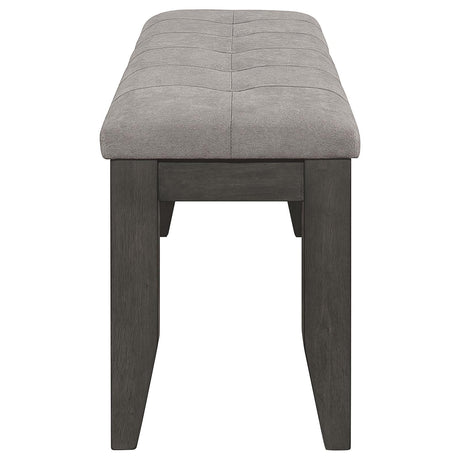 Dalila Grey Upholstered Padded Cushion Bench full front view