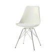 Juniper Armless Dining Chairs set of 2 in white leatherette and chrome, front view