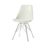 Juniper Armless Dining Chairs set of 2 in white leatherette and chrome, front view