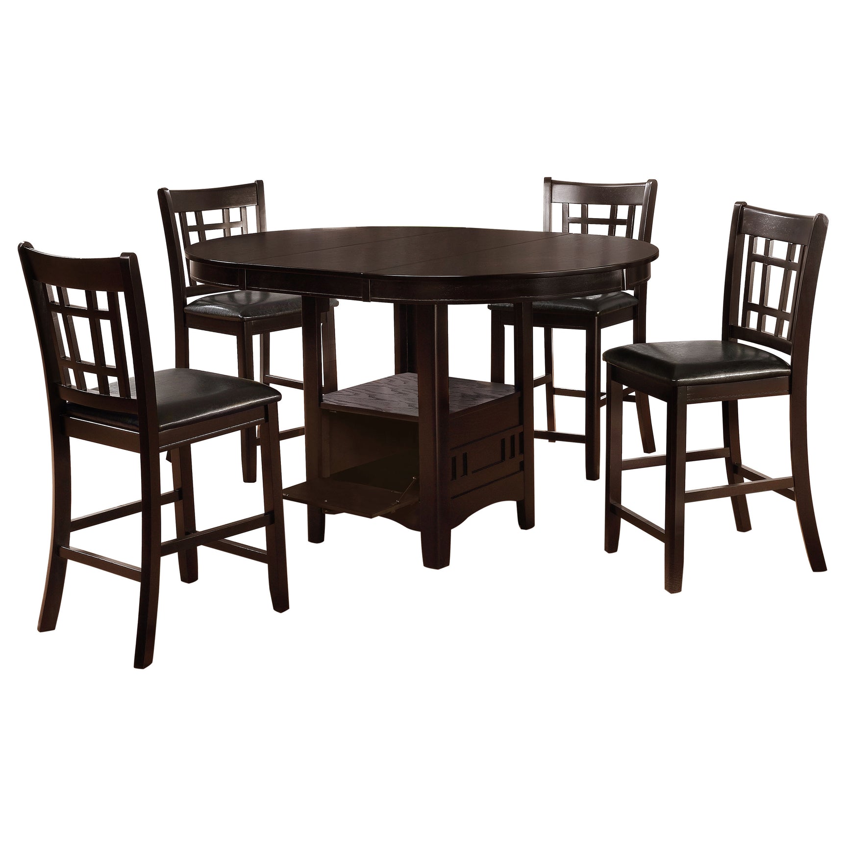 Lavon Espresso Oval Counter Height Dining Set side view