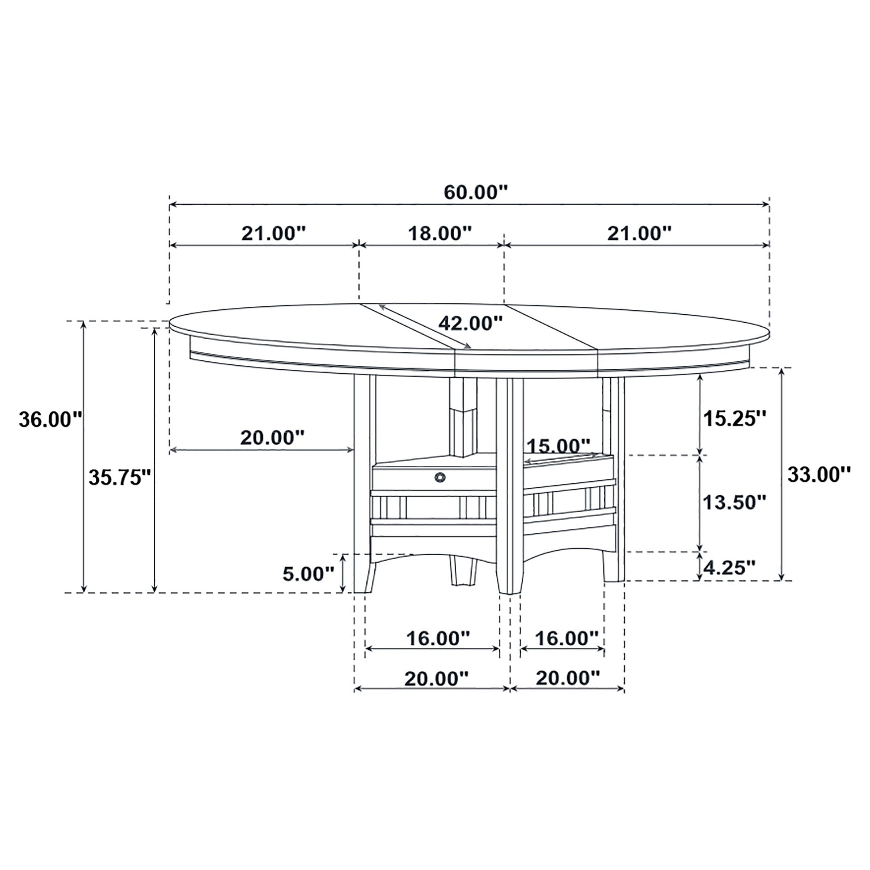 Lavon Espresso Oval Counter Height Dining Set front view