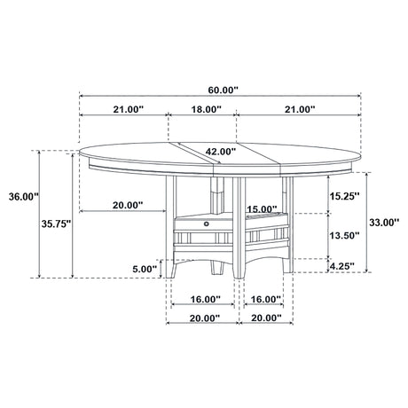 Lavon Espresso Oval Counter Height Dining Set front view