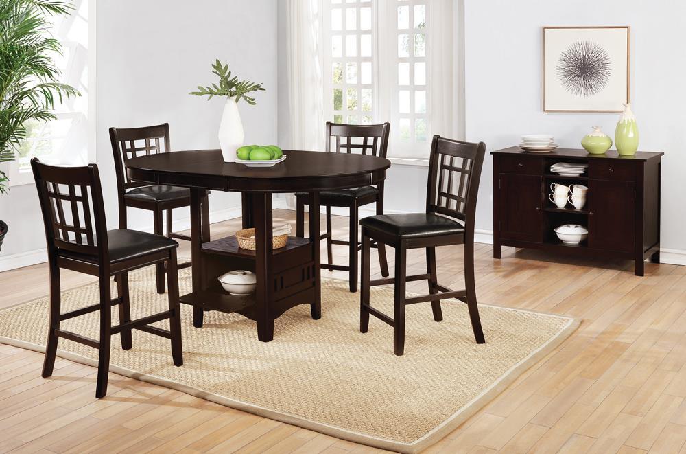 Set of two Lavon black and espresso upholstered counter height stools
