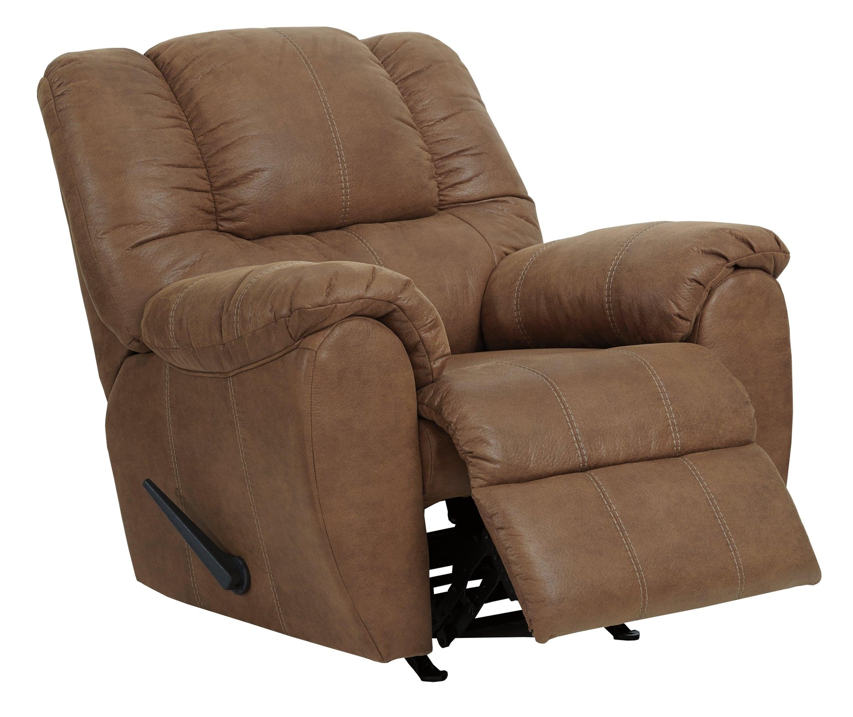 Reclining position of Mcgann Saddle Faux Leather Manual Recliner