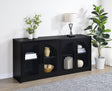 Side view of Riva black dining sideboard showing door detailing