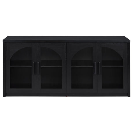 Interior shelving of Riva sideboard with tableware storage