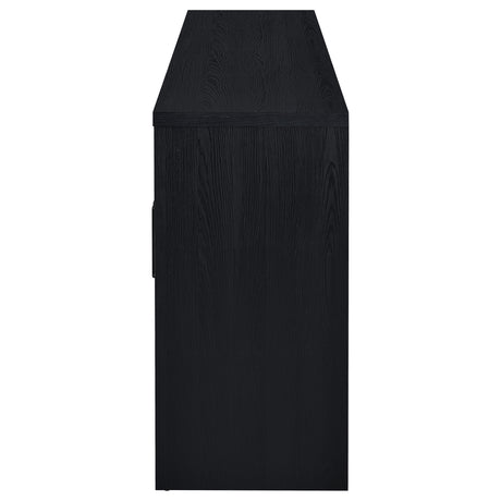 Black bar pulls on Riva sideboard doors detail