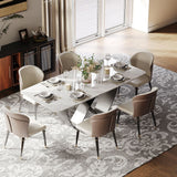 Room setting featuring Amara Glossy White Dining Table