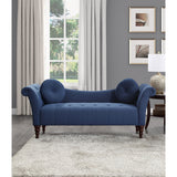 Alternate side view of Adira Blue Upholstered Tufted Settee Sofa
