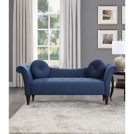 Alternate side view of Adira Blue Upholstered Tufted Settee Sofa