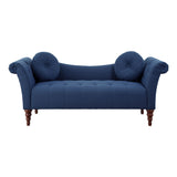 Adira Blue Upholstered Tufted Settee Sofa front view