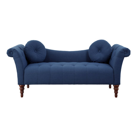 Adira Blue Upholstered Tufted Settee Sofa front view