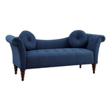 Side view of Adira Blue Upholstered Tufted Settee Sofa