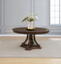 Ridgewell round pedestal dining table dark oak, close-up of pedestal base