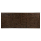 Close-up of oak veneer grain on table surface
