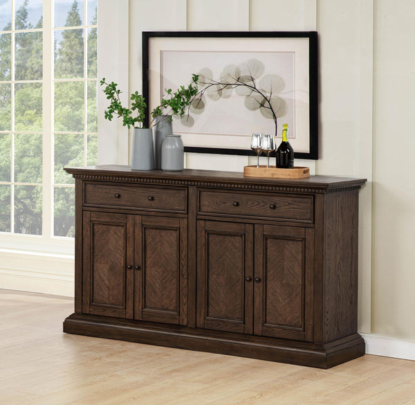 Ridgewell Dining Server top angle showing drawers and hardware
