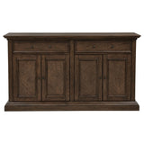 Side view of Ridgewell dining server in dark oak finish