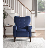 Kyrie Navy Blue Velvet Tufted Accent Chair close-up upholstery