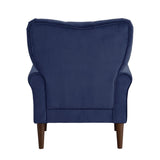 Kyrie Navy Blue Velvet Tufted Accent Chair back view