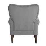Kyrie Dark Grey Velvet Tufted Accent Chair side profile