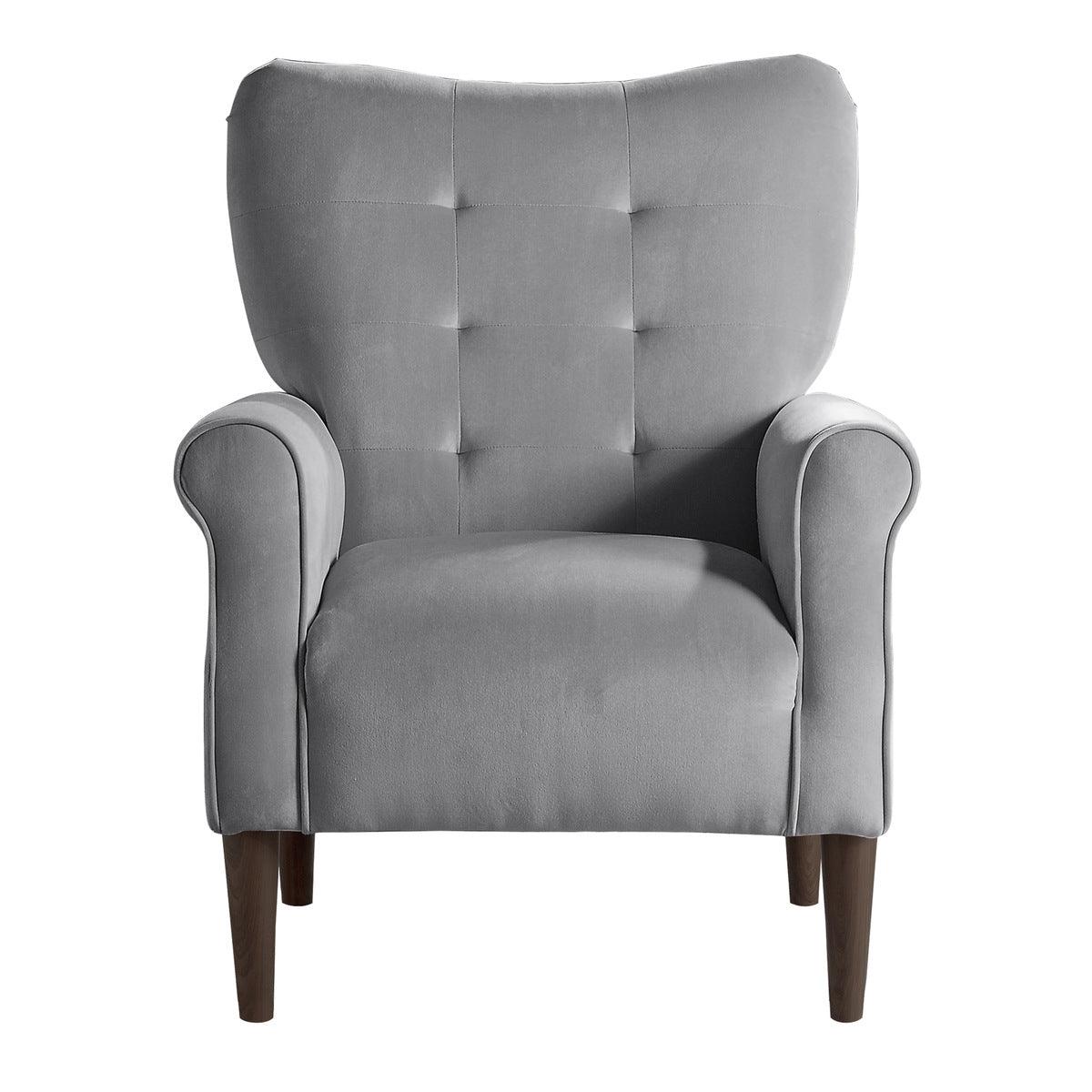 Kyrie Dark Grey Velvet Tufted Accent Chair front view