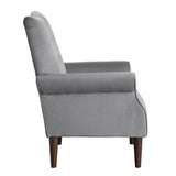 Kyrie Dark Grey Velvet Tufted Accent Chair close-up on tufting