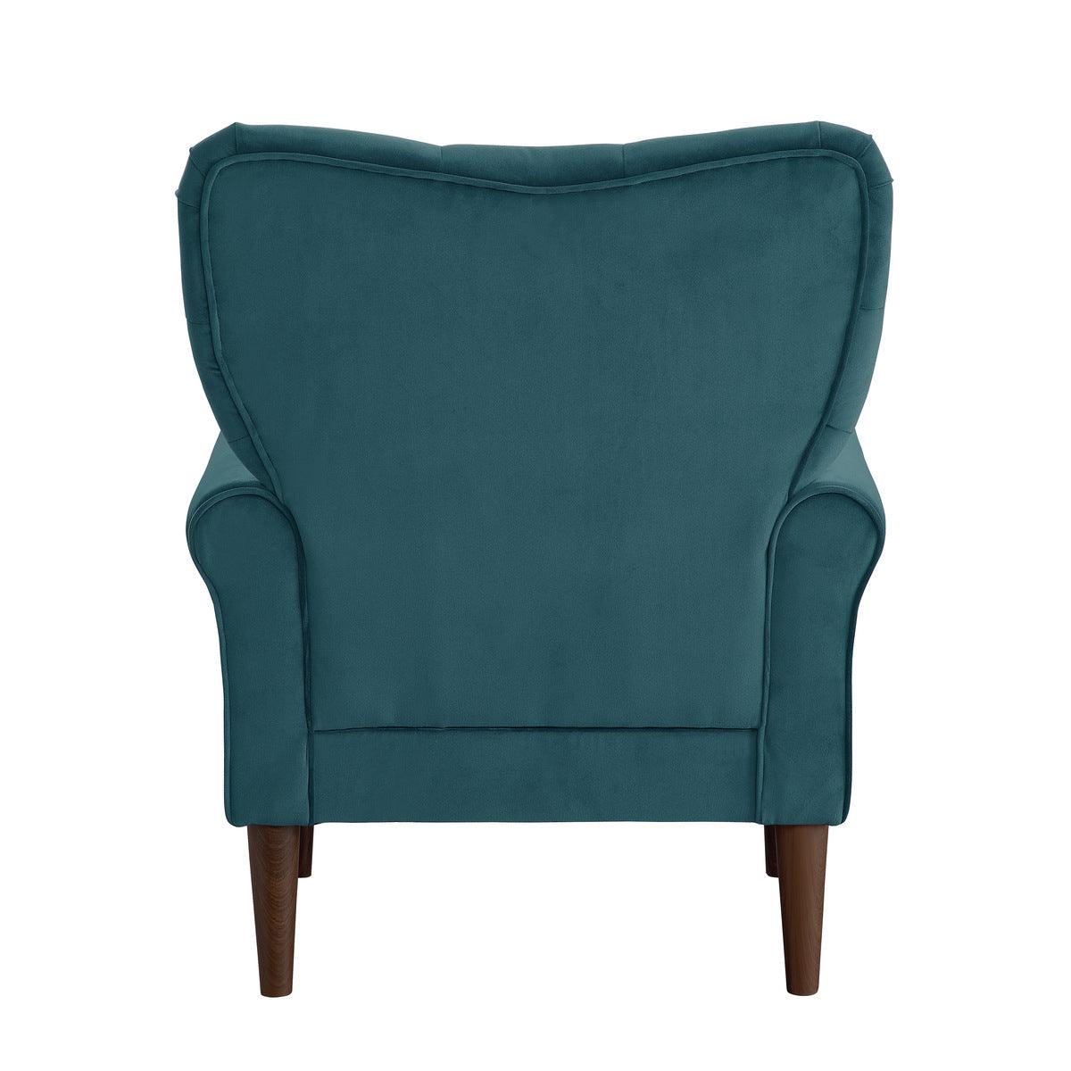 Kyrie accent chair teal velvet tufted back
