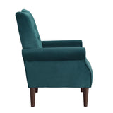 Kyrie teal velvet accent chair angled view