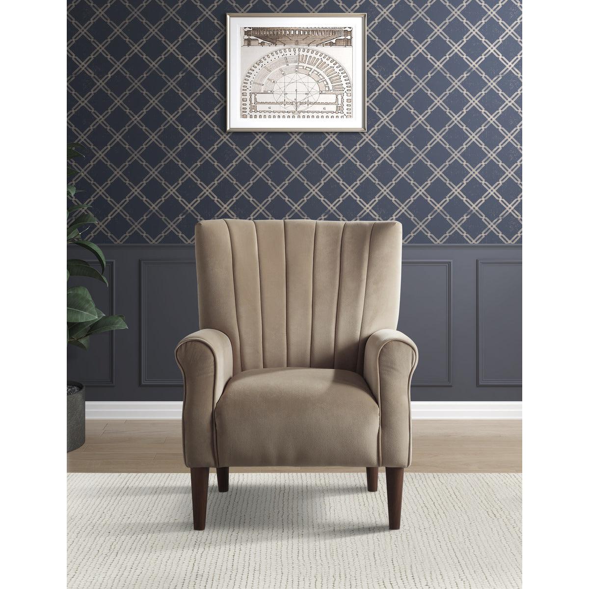 Top view highlighting seat cushion and arm height of Urielle chair