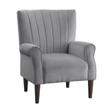 Urielle Dark Gray Velvet Upholstered Accent Chair side view