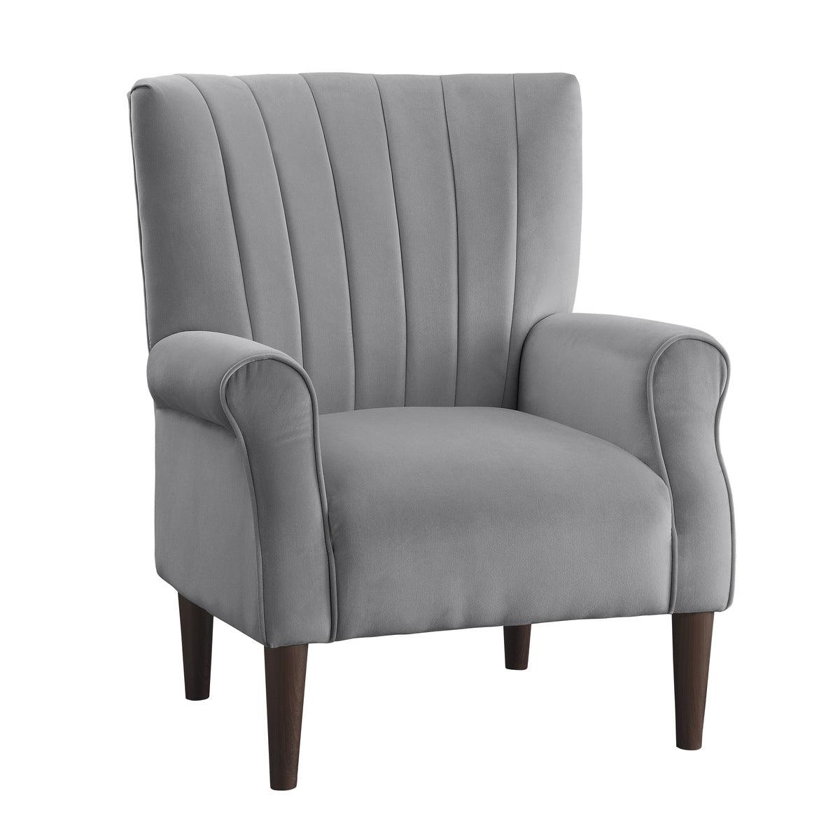 Urielle Dark Gray Velvet Upholstered Accent Chair side view
