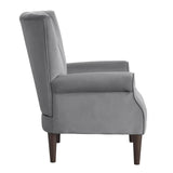 Urielle Dark Gray Velvet Upholstered Accent Chair close-up of tufted back