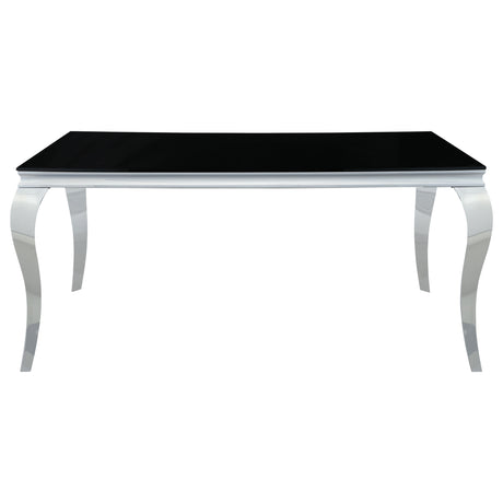 Carone Blue 61-inch rectangular glass table and chairs side view
