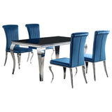 room view of Carone Teal 61-inch rectangular glass dining room set
